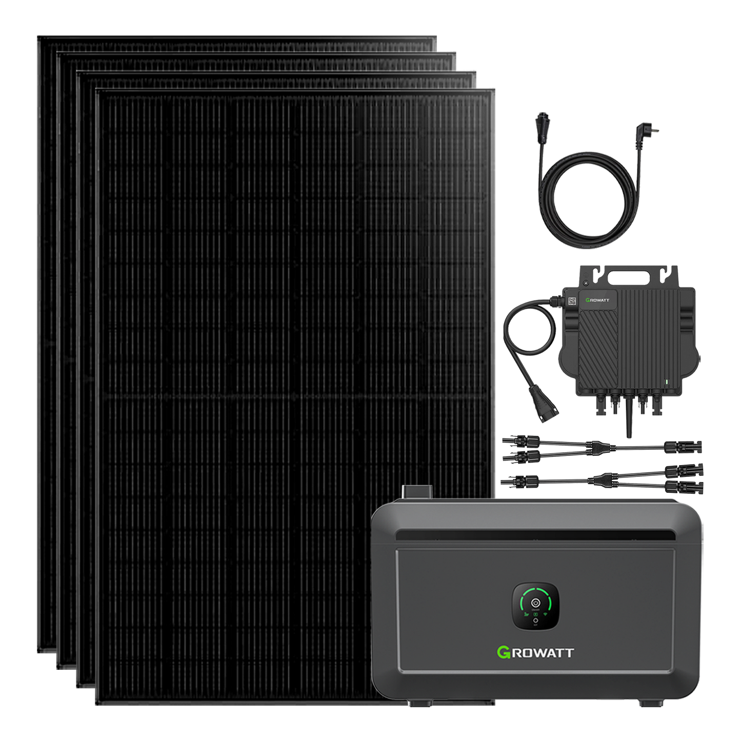 1740W Balkonkraftwerke Growatt NOAH 2000 2048WH Batteriesysteme mit 800W Microinverter und 5M AC Kabel