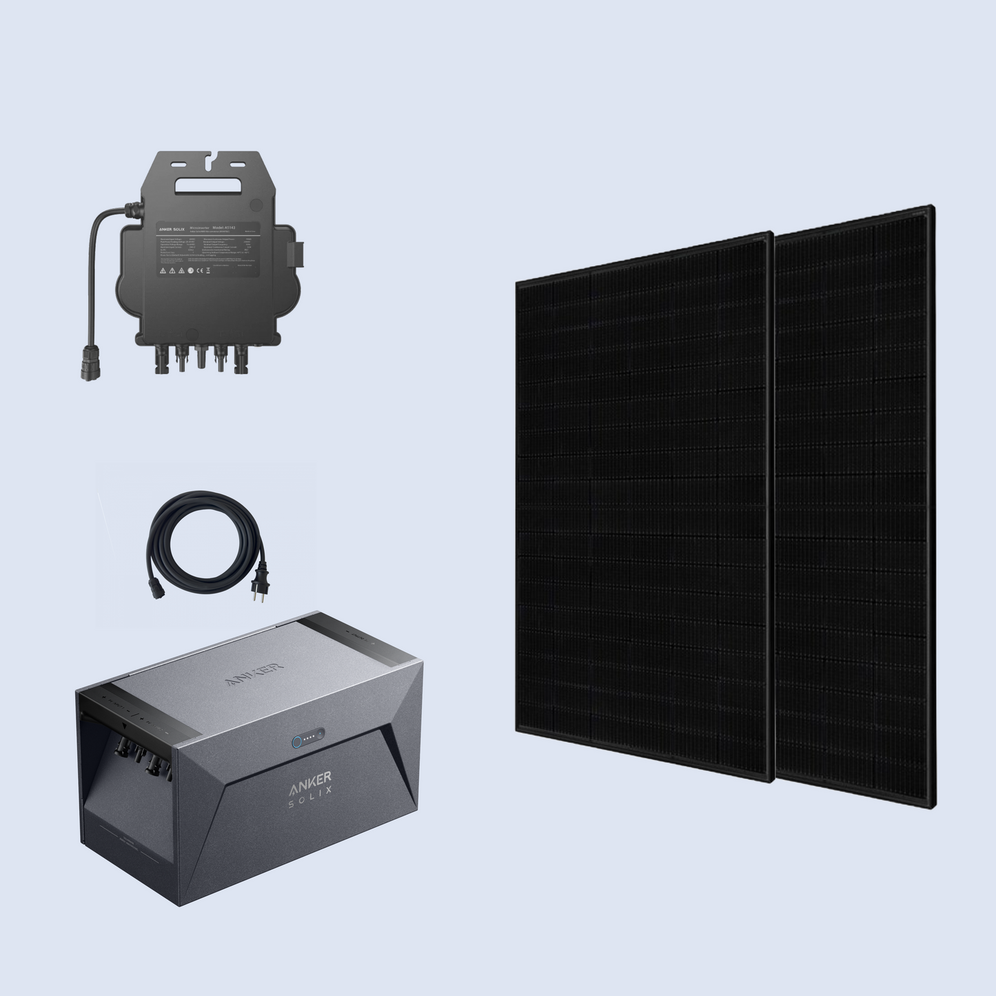 Photovoltaik Balkonkraftwerk 870W Mini-PV Anlage Komplettset, Bifazialer Glas-Glas Solarmodul, 800W Mikrowechselrichter mit 5m Kabel