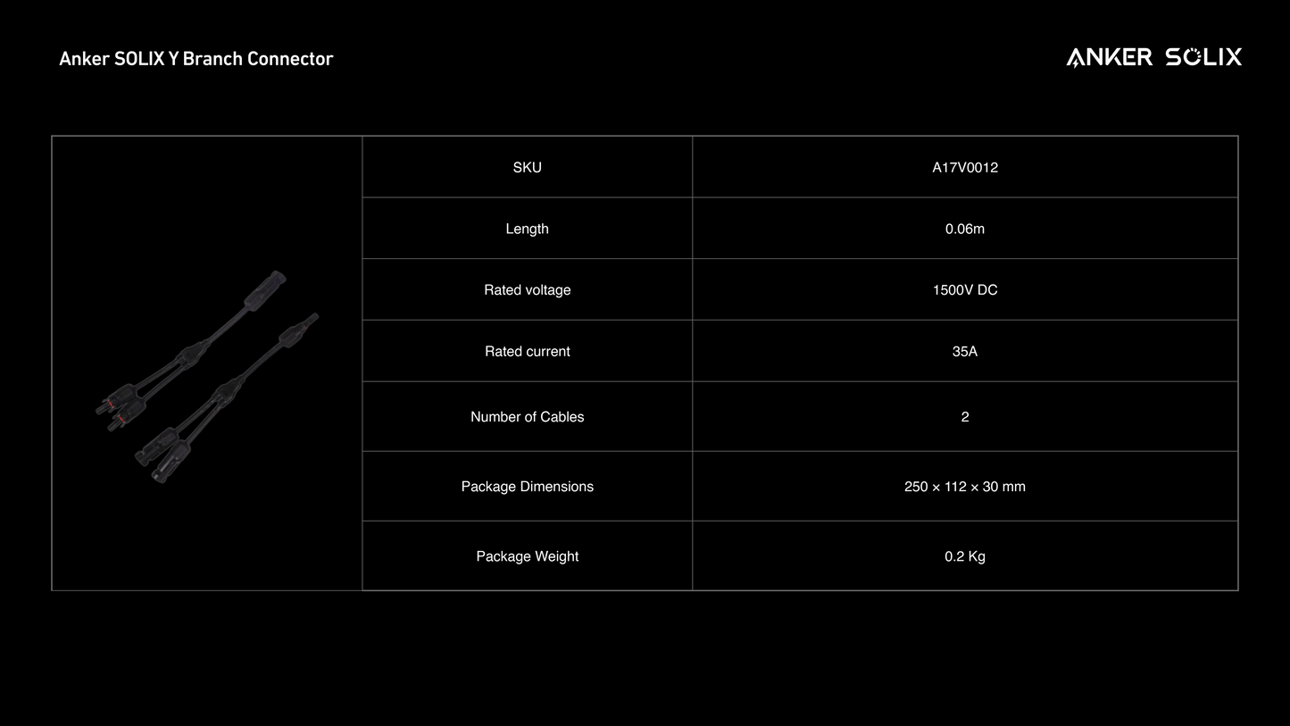 Anker Solarpanel Verlängerungskabel (5m, 6mm², 2-Packung) * 4 + Y-Zweigsteckverbinder (2-Packung) * 4
