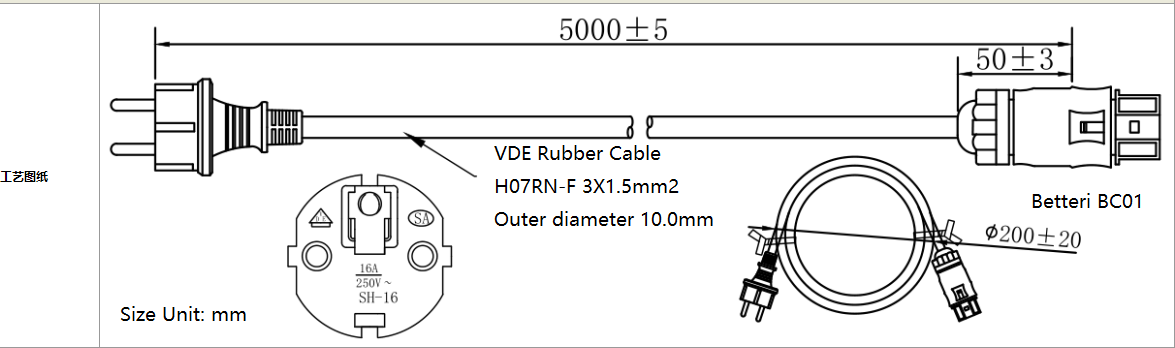 Intellisolaris® AC Kabel 3m/5m/10m, Betteri BC01 Buchse auf Schuko Stecker (IP44), für Mikrowechselrichter Hoymiles, Deye, Envertech, TSUN, NEP