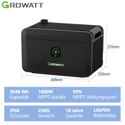 Growatt NOAH 2000 2048WH Mit Speichersystem, geeignet für Balkonkraftwerke