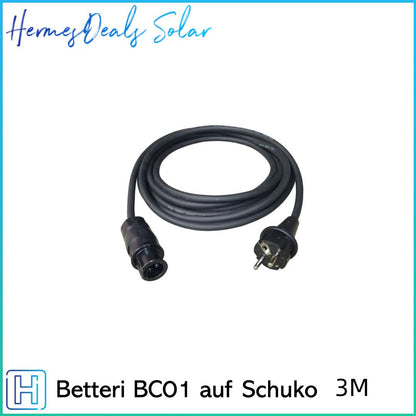 Intellisolaris® AC Kabel 3m/5m/10m, Betteri BC01 Buchse auf Schuko Stecker (IP44), für Mikrowechselrichter Hoymiles, Deye, Envertech, TSUN, NEP