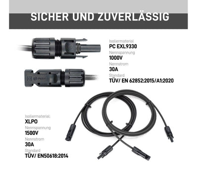 JA Solar MC4 Verbindungskabel 4mm² schwarz/schwarz-2.5m 1 Paar Solarkabel