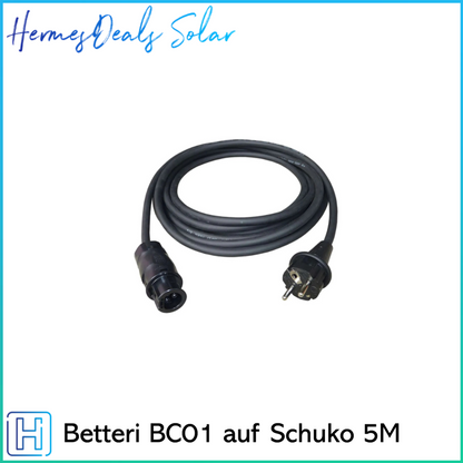 AC Kabel 3m/5m/10m, Betteri BC01 Buchse auf Schuko Stecker (IP44), für Mikrowechselrichter Hoymiles, Deye, Envertech, TSUN, NEP