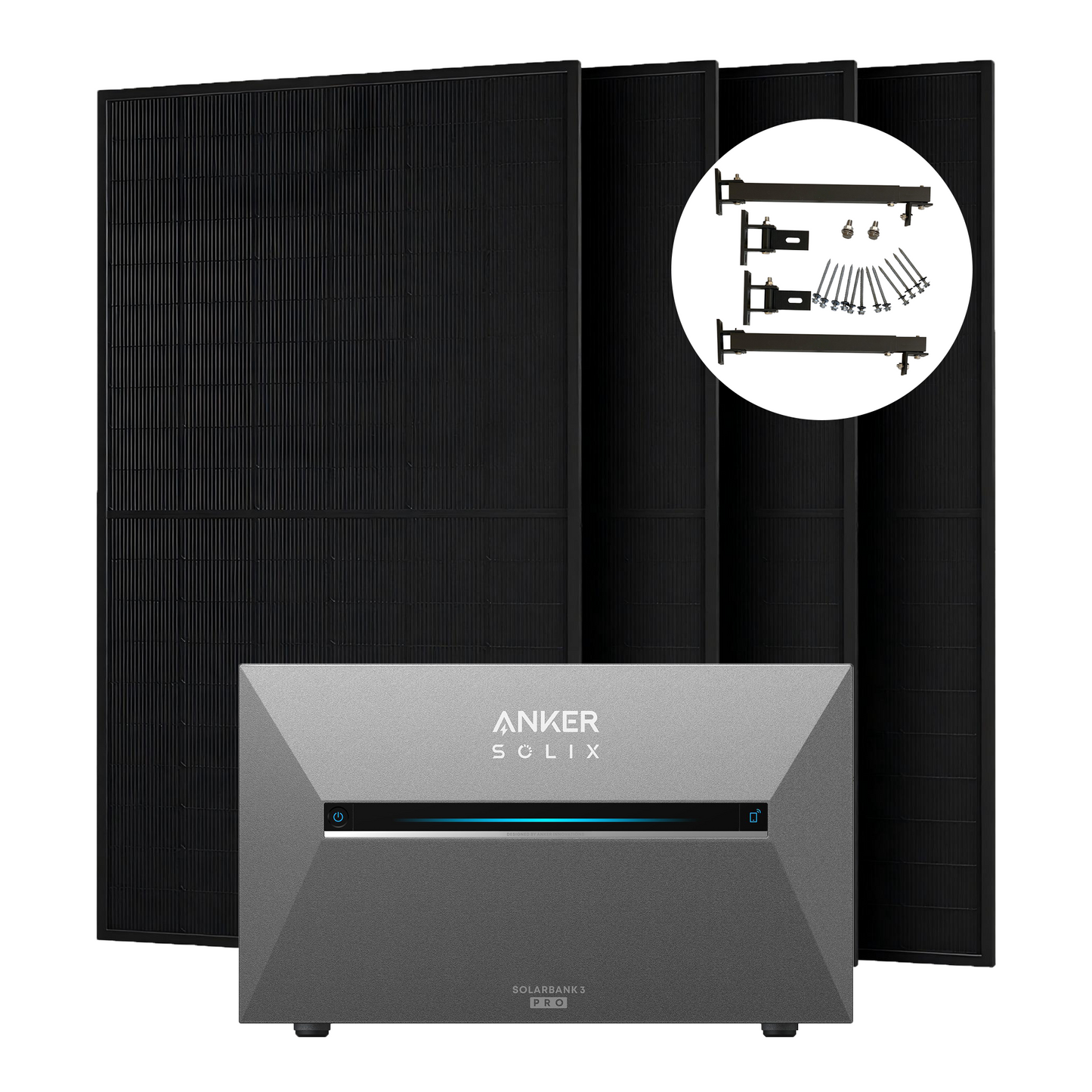 Anker Solix 2000W Balkonkraftwerke mit Solarbank 3 Pro ohne/mit Halterung