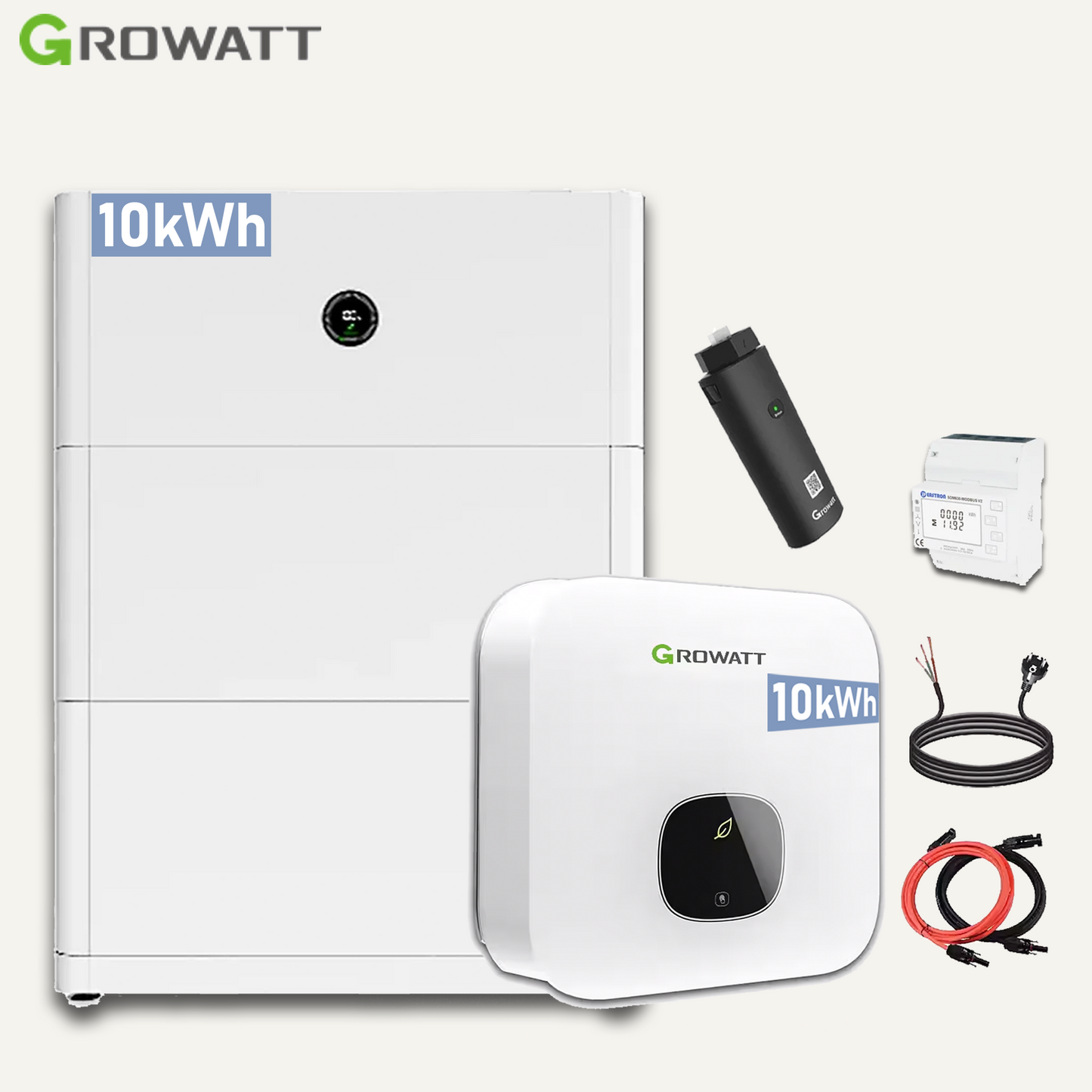 Growatt MOD TL3-XH2 10KW Hybrid-Wechselrichter, 10kWh APX Solarspeicher, 12/24 stücke 440W JA Solarmodule, 3-phasig