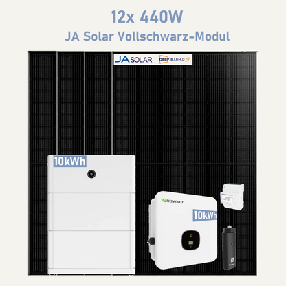 Growatt MOD TL3-XH2 10KW Hybrid-Wechselrichter, 10kWh APX Solarspeicher, 12/24 stücke 440W JA Solarmodule, 3-phasig