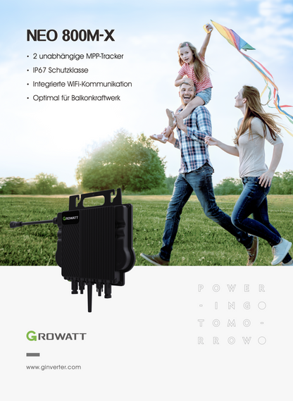 Growatt NEO 800W Microinverter mit 5M AC Kabel  für Balkonkraftwerk