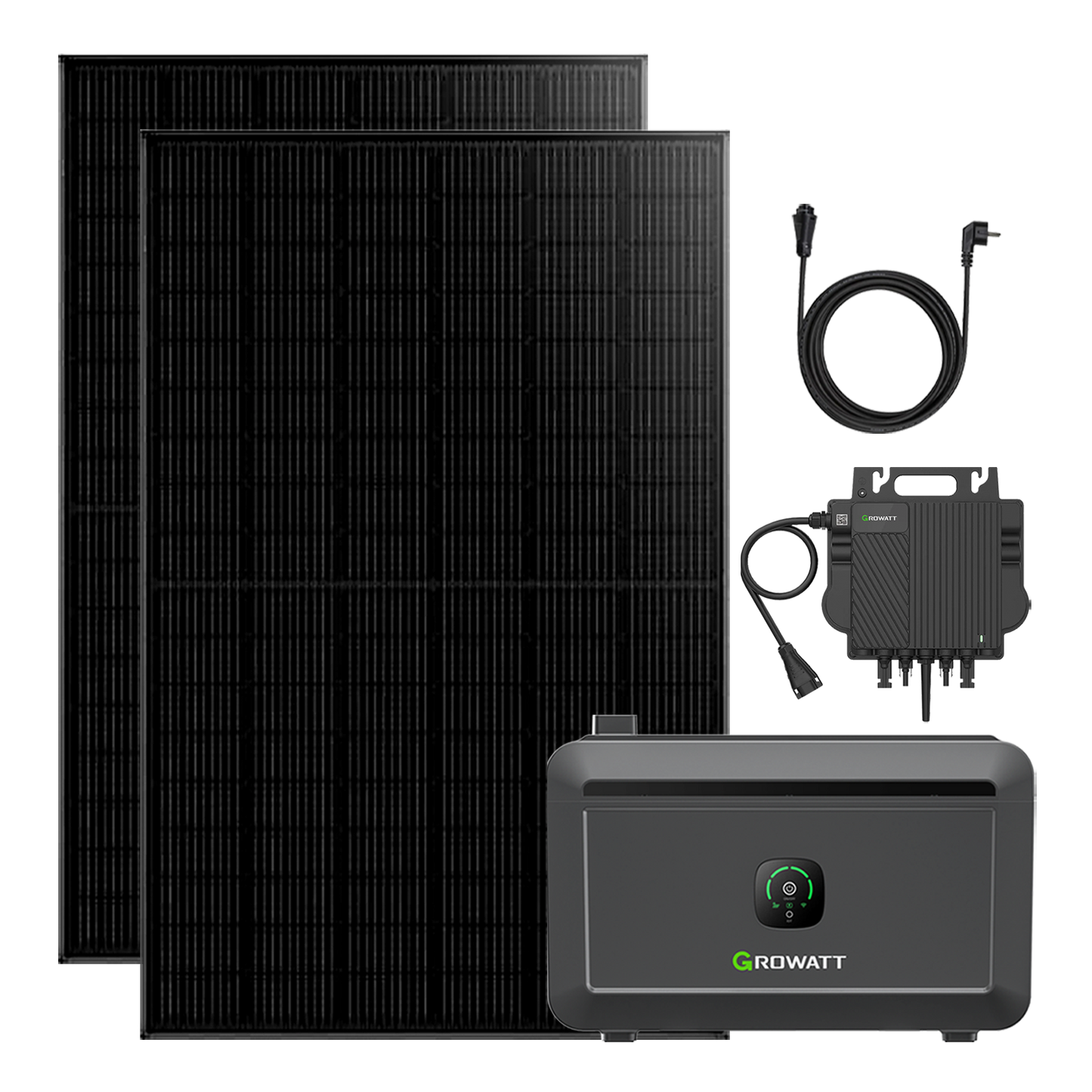 870W Balkonkraftwerke Growatt NOAH 2000 2048WH Batteriesysteme mit 800W Microinverter und 5M AC Kabel