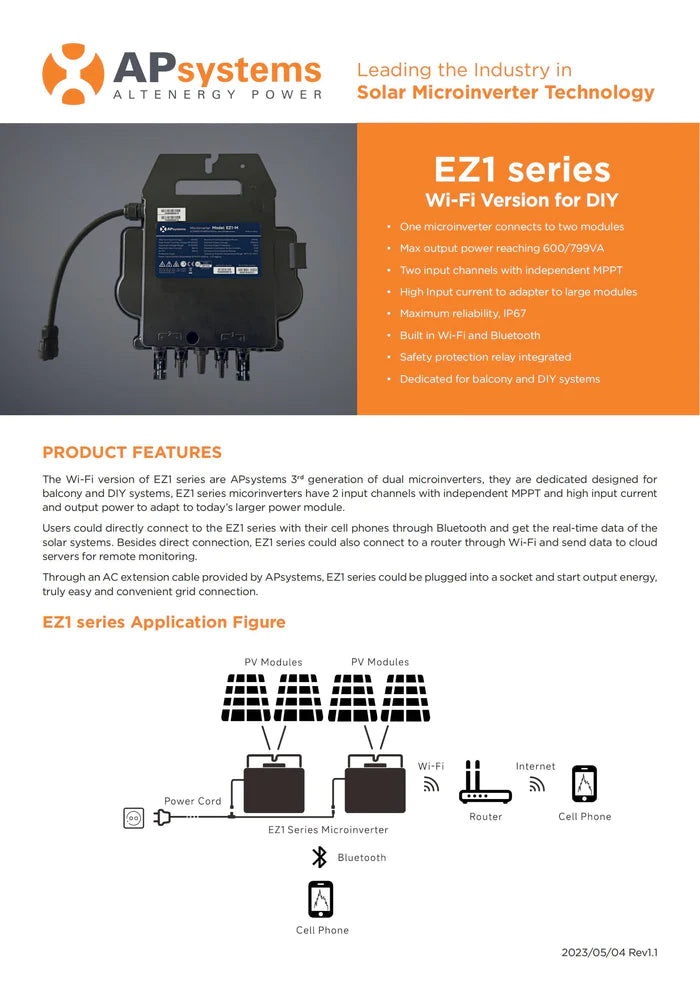 Balkonkraftwerk 870W Mini-PV Anlage  Komplettset 800W, Apsystems Mikrowechselrichter mit Bifazialer Glas-Glas Solarmodul