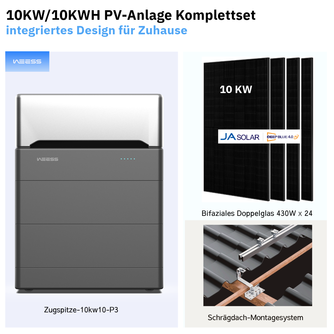 PV Anlage 10kW/10kwh Komplettset WEESS Zugspitze Heim-Energiespeichersystem